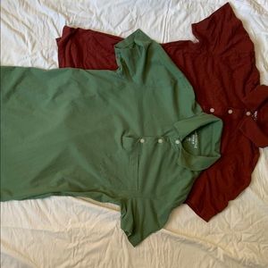 J. Crew casual dress shirts (red and pine green)